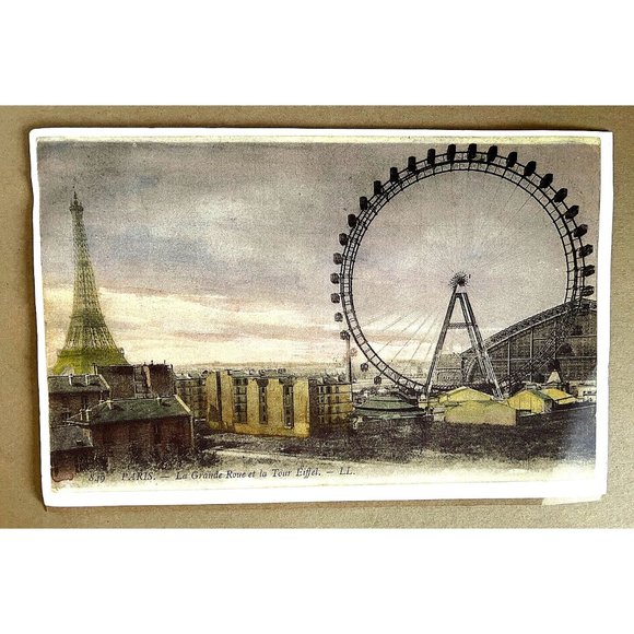 France Paris ; La Grande et La Tour Eiffel - LL Painting Print #849 Vintage Rare